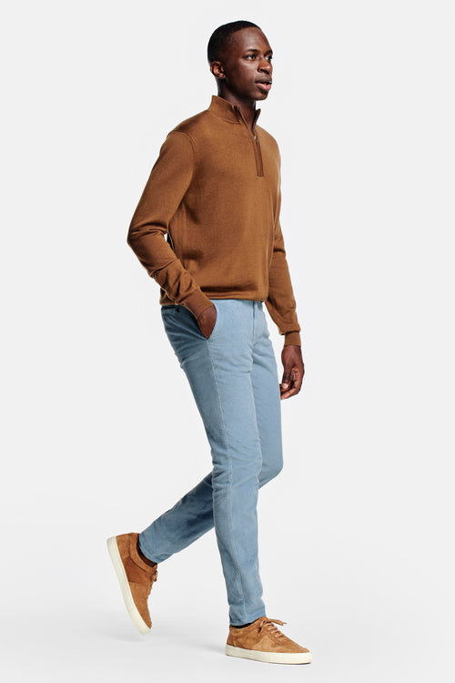 grey blue ribbed corduroy fabric men's trousers | MR MARVIS