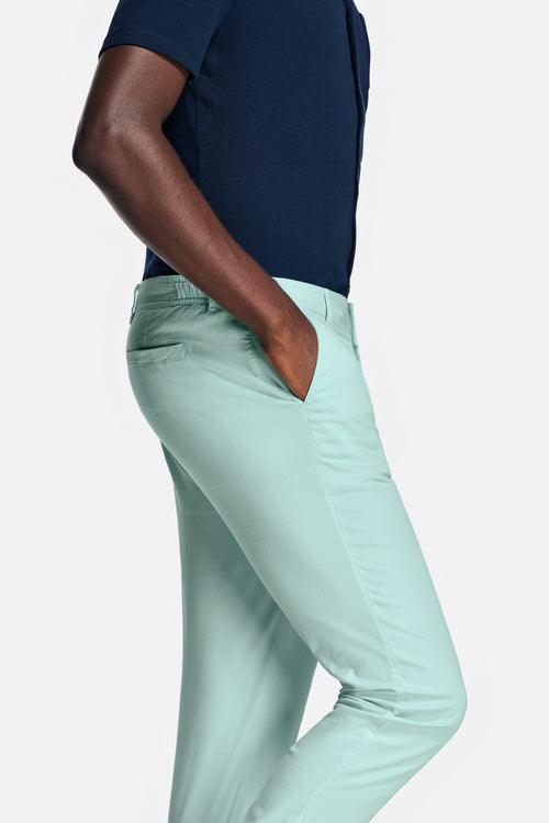 mint green stretch cotton men's trousers | MR MARVIS